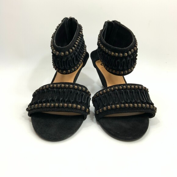 Kelsi Dagger Sandals Women Size 7.5M Black Leather Bowen Ankle Strap Wedge - Picture 4 of 15